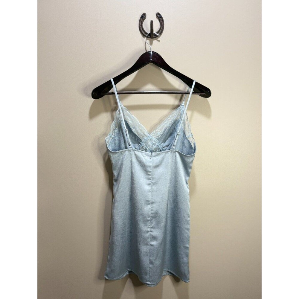 Mimosa Lace Trim Mini Dress Light Blue Small Coquette Dainty Summer - Picture 4 of 5